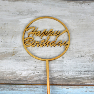 Tortabeszuró Happy Birthday arany 10cm