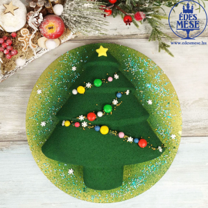 Karácsonyfa: 7 szeletes mangós-epres mousse torta (24 cm)